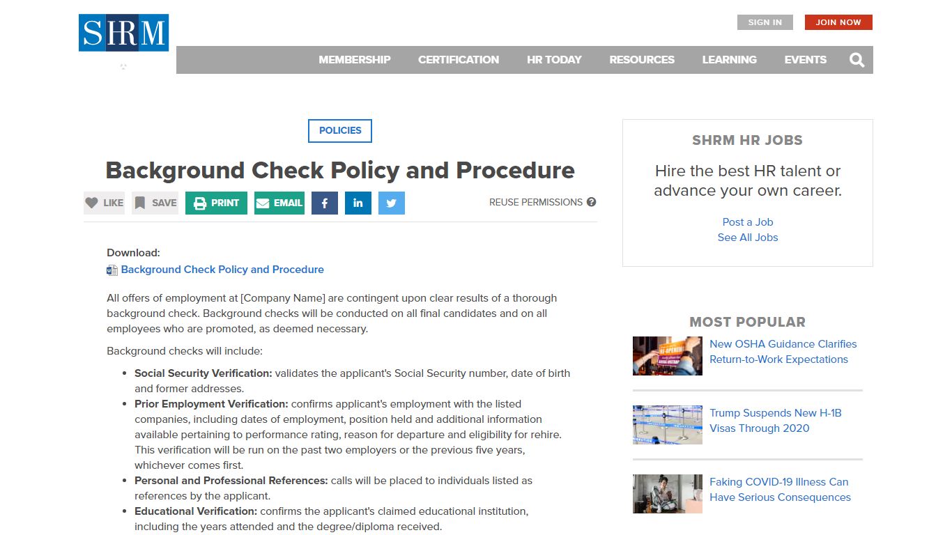 Background Check Policy and Procedure - SHRM